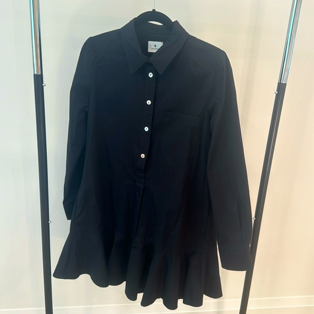 Tuckernuck Black Crepe Callahan Shirt Dress - medium